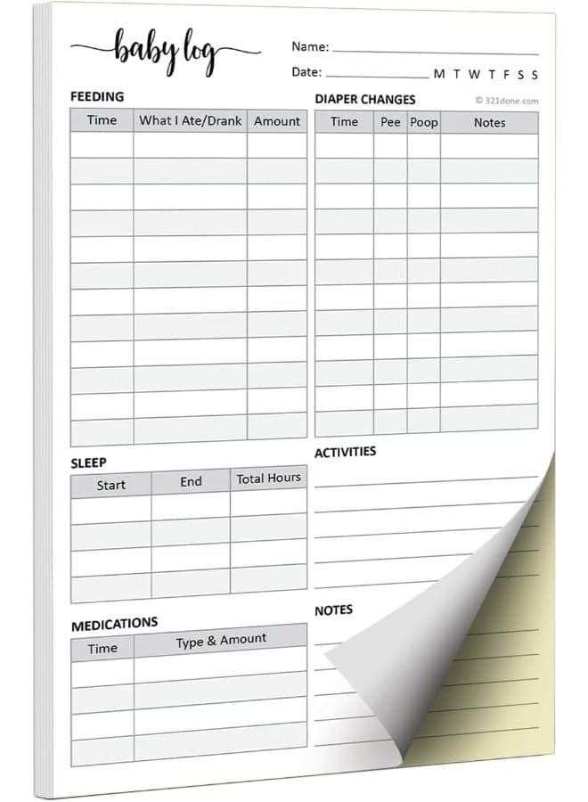 321Done 2-Part Carbonless Baby Daily Log Book