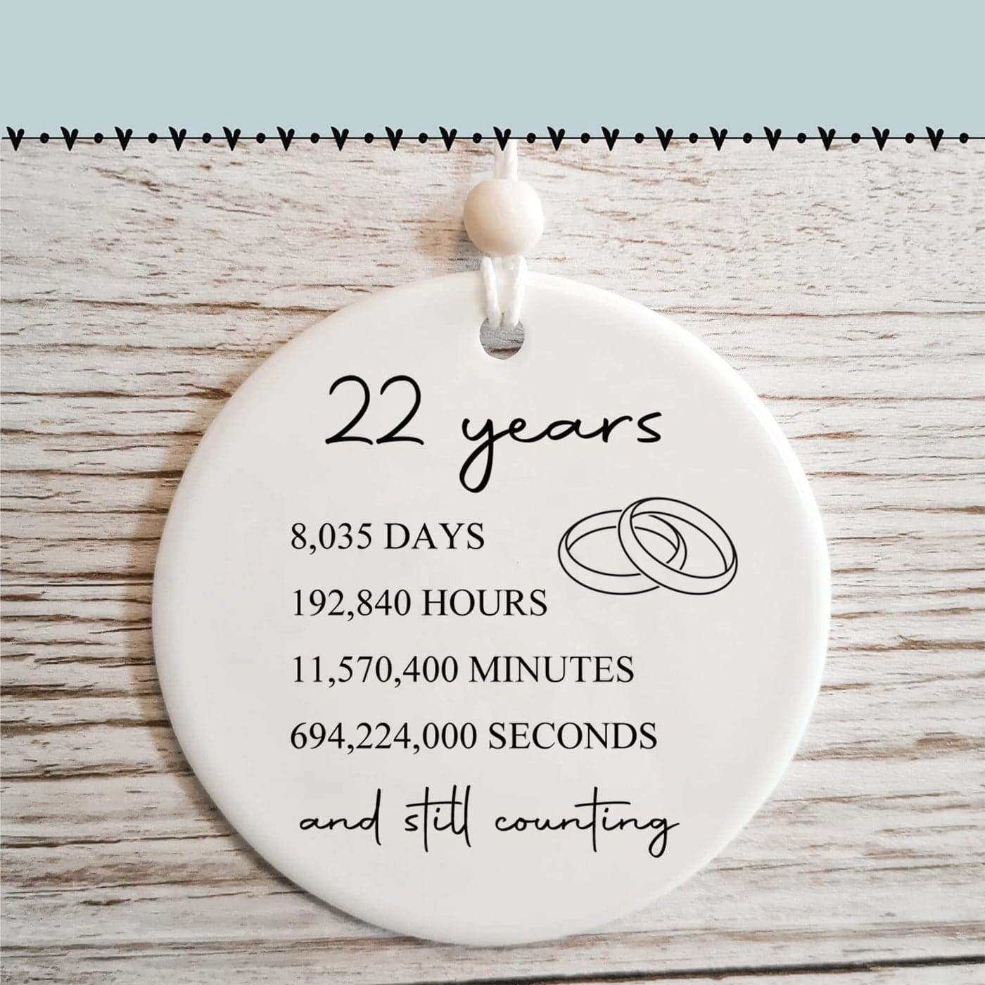 22nd Wedding for Her or Him 22 Years Marriage Gift for Couple Copper Anniversary Present for Wife Husband
