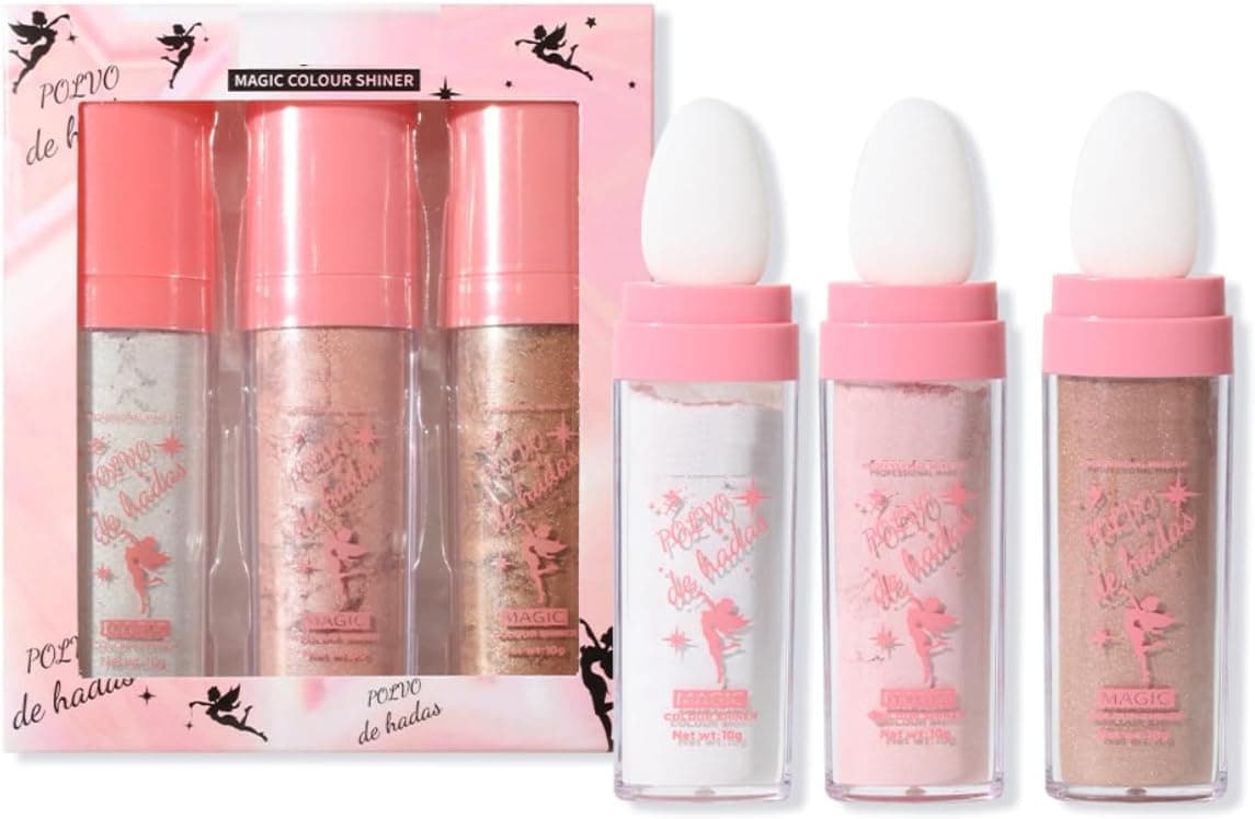 Body Highlighter Powder Stick 3 Pcs Face Body Glitter Powder Face Glitter Body Shimmer Glow Face Highlighter Silver Pink Brown Body Illuminator Body Glitter Powder Cheek Face Legs