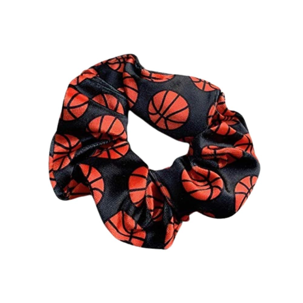 Sportybella Basketball Hair Tie Orange Premium Velvet No Crease Hair Accessories for Basketball Players and Fans Great Gift