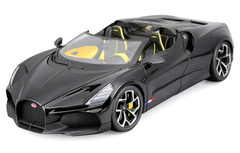 Bburago - 1/18 Scale Model Compatible with Bugatti W16 Mistral Sports Car Model Replica 2023 (Black)