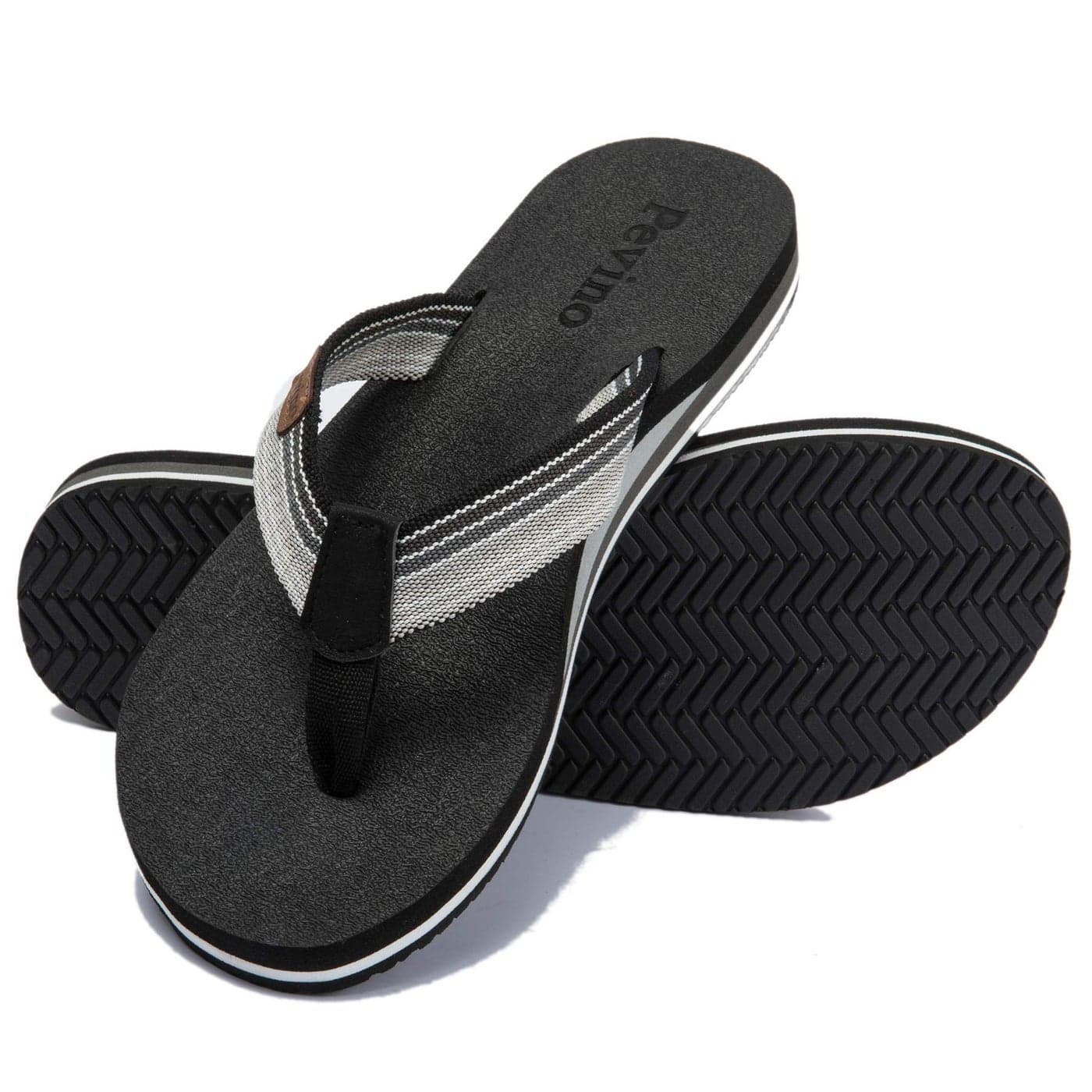 Pevino Womens Orthotic Flip Flops with Soft Waterproof Platform and AntiSlip SoleCasual Thong Sandals for WomenComfortable Beach Sandals with Arch Support for Girl Ladies Black Size 85