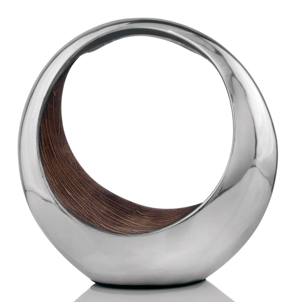 Modern Day Accents 3501 Large Anillo 2Tone Decorative Aluminum Tabletop Accents House Decor Bowl Modern Engagement Wedding Trays Ring Display Stand Key Holder 16L x 8W x 16H Brown Silver