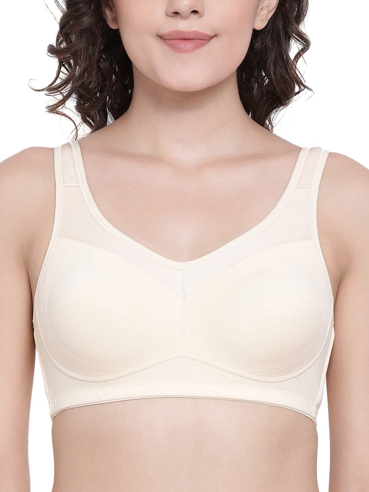 Clovia Women's Non-Padded Non-Wired High Support Full Figure Bra (BR2052R24_Beige_32F)