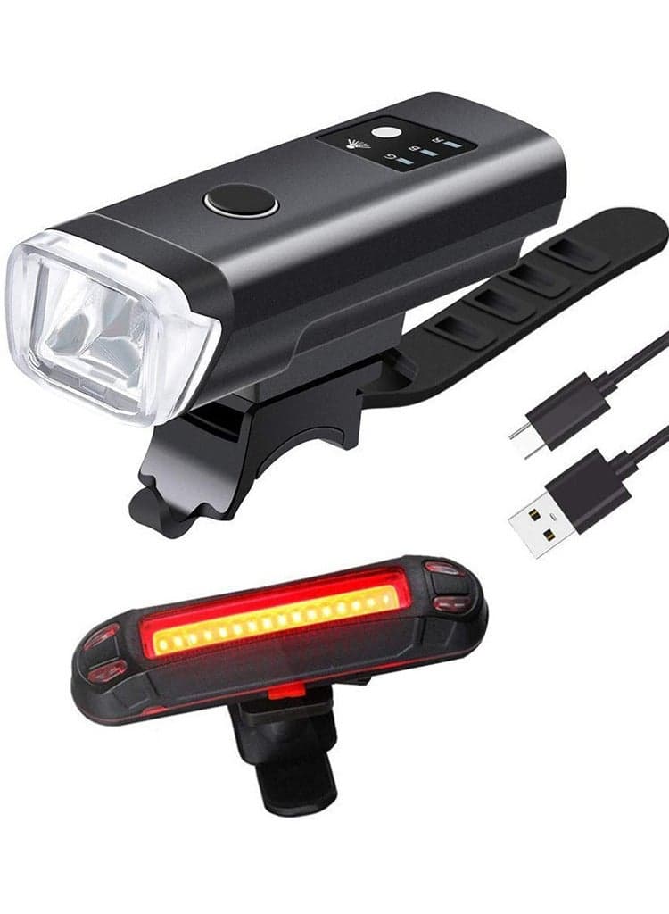 Bike Light Set Powerful Lumens Bicycle Headlight and Tail Light LED Front and Back Rear Lights USB Rechargeable Easy to Install for All Bicycles Hybrid Road MTB with Quick Release