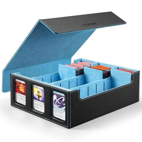 FTSFVOE Trading Card Storage Box for Commander 2400 Card Deck Box with Removable Cover 24 Colorful Divider Tabs Card Storage Box with Viewing Windows Fits for Magic Game BlackWathet