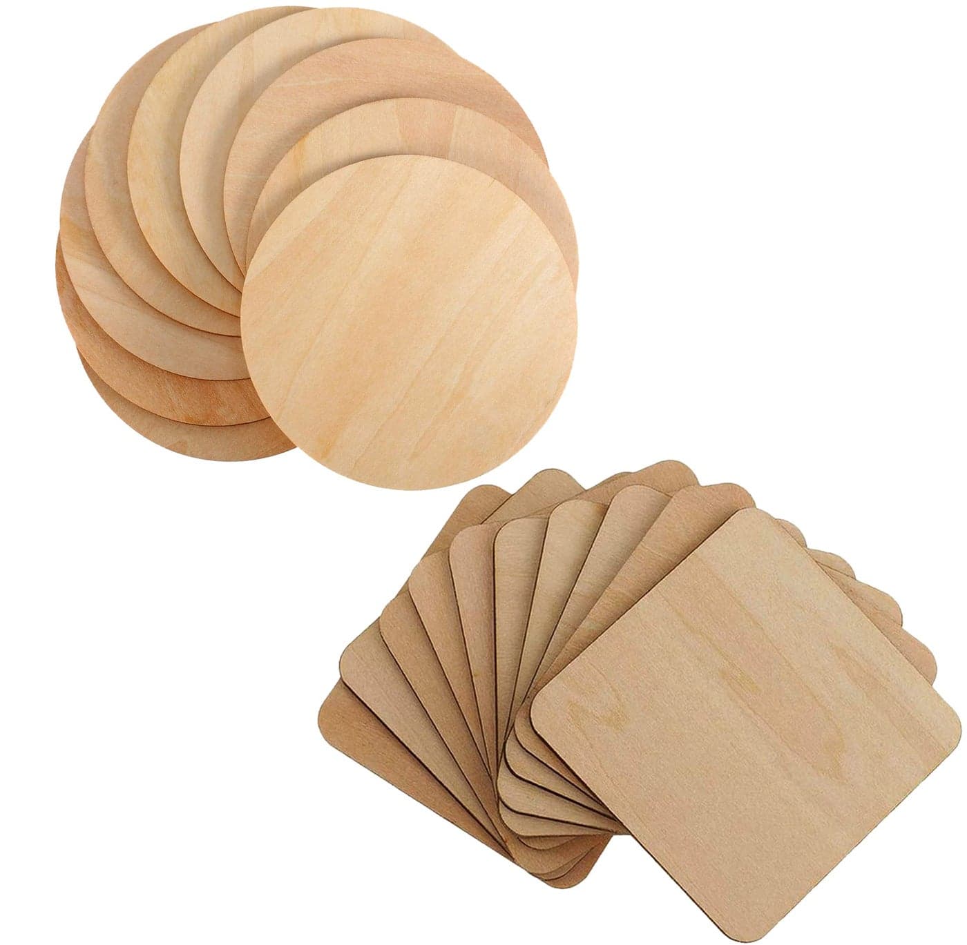 NSXEEN Combo (6+6) MDF Art Craft Coaster 4" Inch Square + Round Shape Coasters Plain Wood Blank Cutouts for Tea Coffee Christmas Painting Slice Resin Mandala Arts Work & Decoration | Thickness:2.5 mm