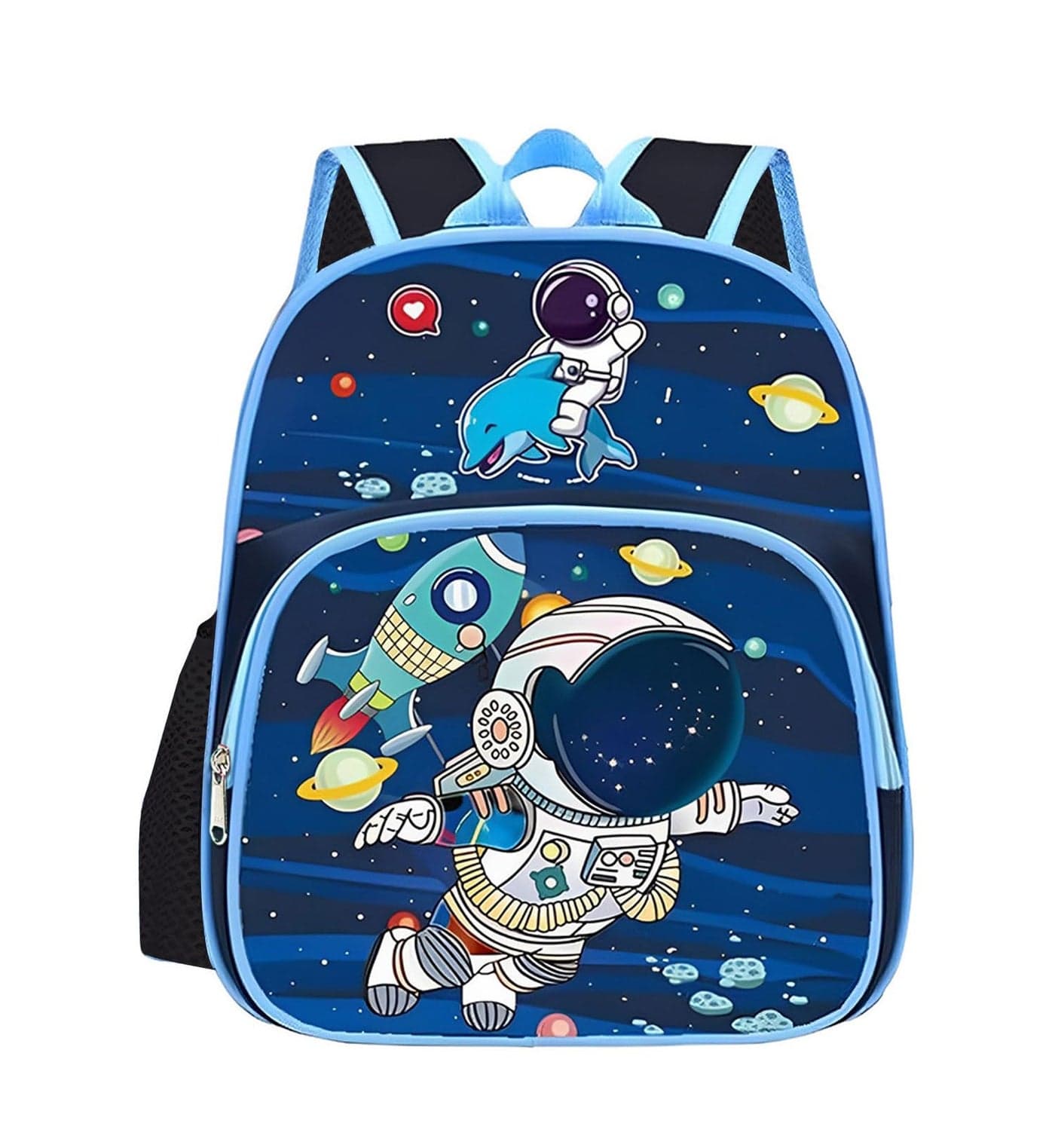 Frantic Waterproof Polyester 26 L 2 Compartment School Backpack With Pencil/Staionery Pouch School Bag Class 1 to 8 Daypack Picnic Bag For School Going Boys & Girls(BK_Blue_Space_Fish_24_B)