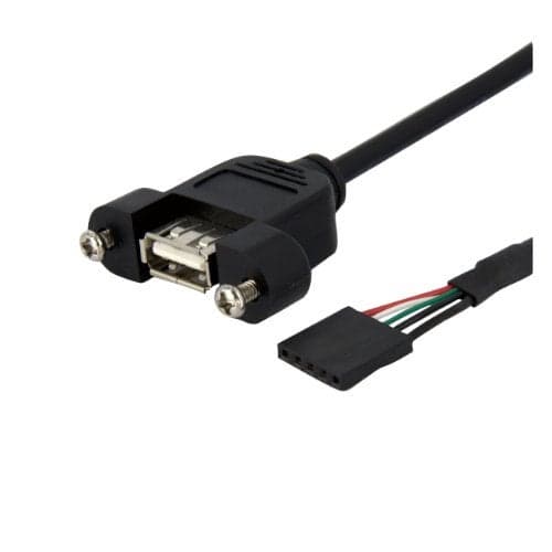 StarTech.com 1 ft Panel Mount USB Cable - USB A to Motherboard Header Cable Adapter F/F - USB 2.0 internal Cable (USBPNLAFHD1)