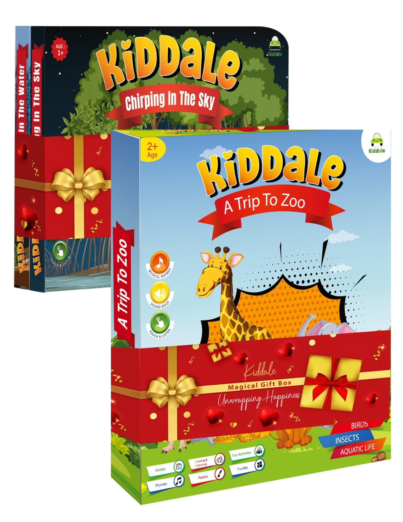 Kiddale 2 Pack Intelligent Books for Kids | Trip to The Zoo + Hindi Varnmala (Swar, Vyanjan) | Play & Learn Sound | Kids Musical Sensory Book | Bilingual Learning for Toddlers, Multicolor