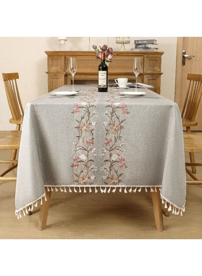 Table Cloth for Dining Table, Tassel Wrinkle Free Table Cover, Outdoor Table Cloth, Rectangle Tablecloth for Kitchen Dining Party White