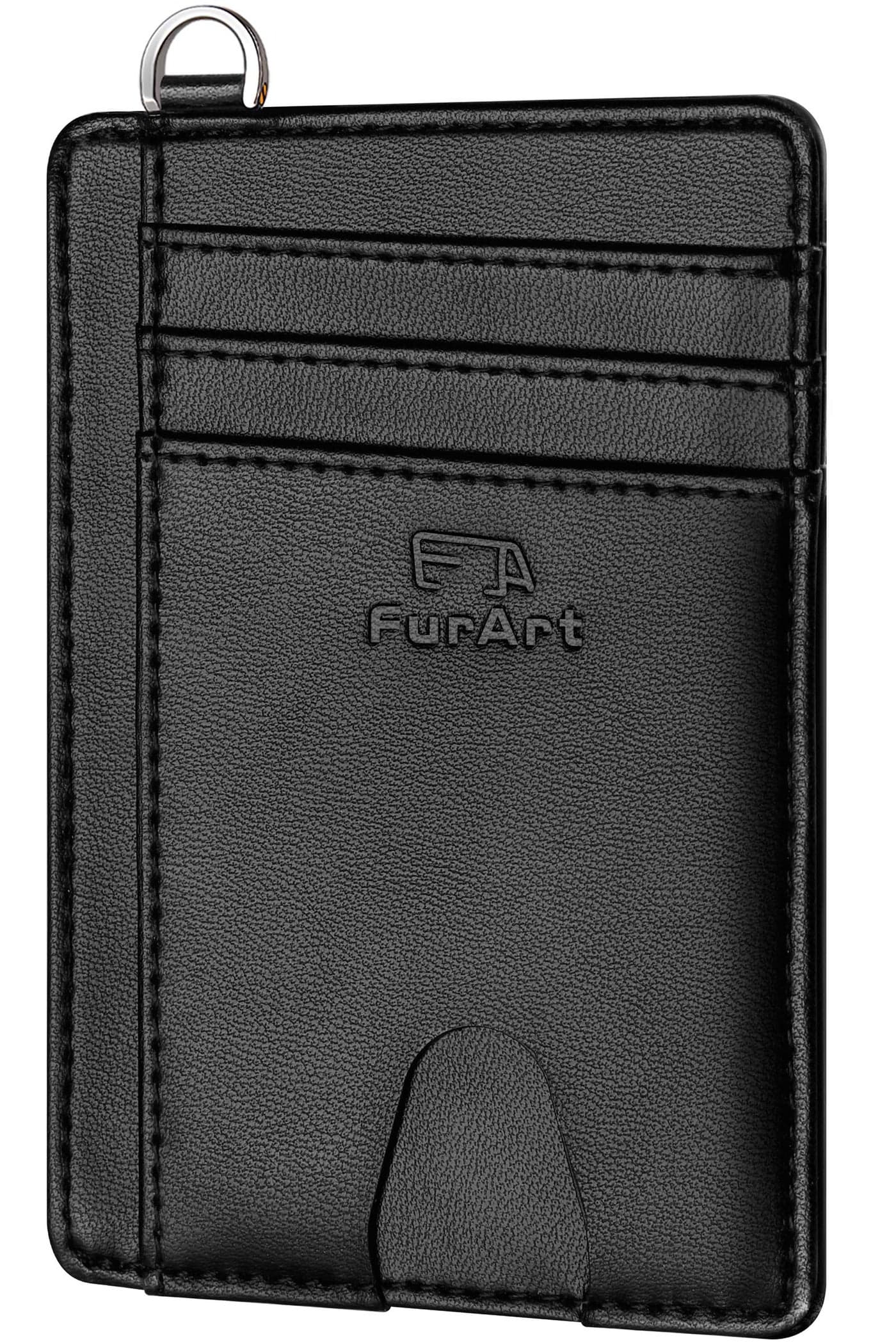 FurArt Slim Minimalist Wallet, Front Pocket Wallets, RFID Blocking, Credit Card Holder for Men-Black