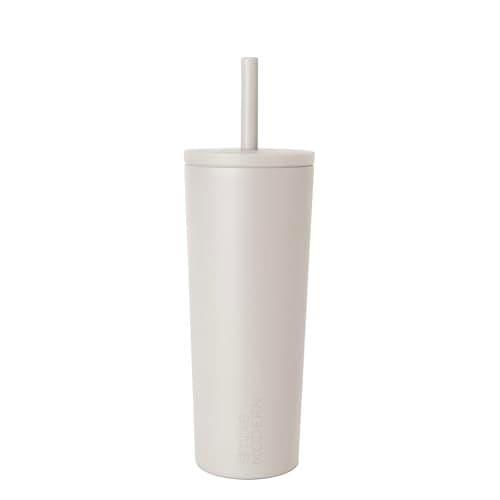 Simple Modern Insulated Tumbler with Lid and Straw | Leak-Proof Iced Coffee Cup | Ceramic-Lined Stainless Steel Travel Mug | Gifts for Women Her Him | Classic Signature | 24oz | Almond Birch