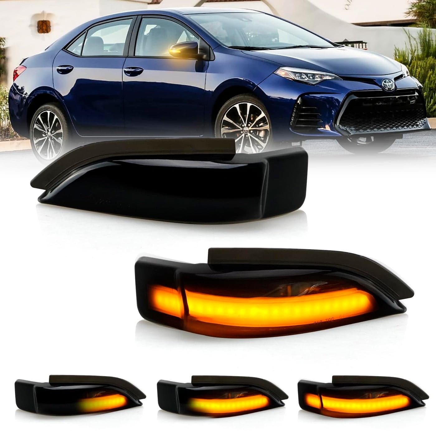 DLumina Sequential LED Side Mirror Turn Signal Lights Smoked Lens for Toyota Corolla Camry Avalon Prius C Auris Yaris Verso Vios Scion iM Dynamic Indicator Strip Blinker Mirror Marker Light