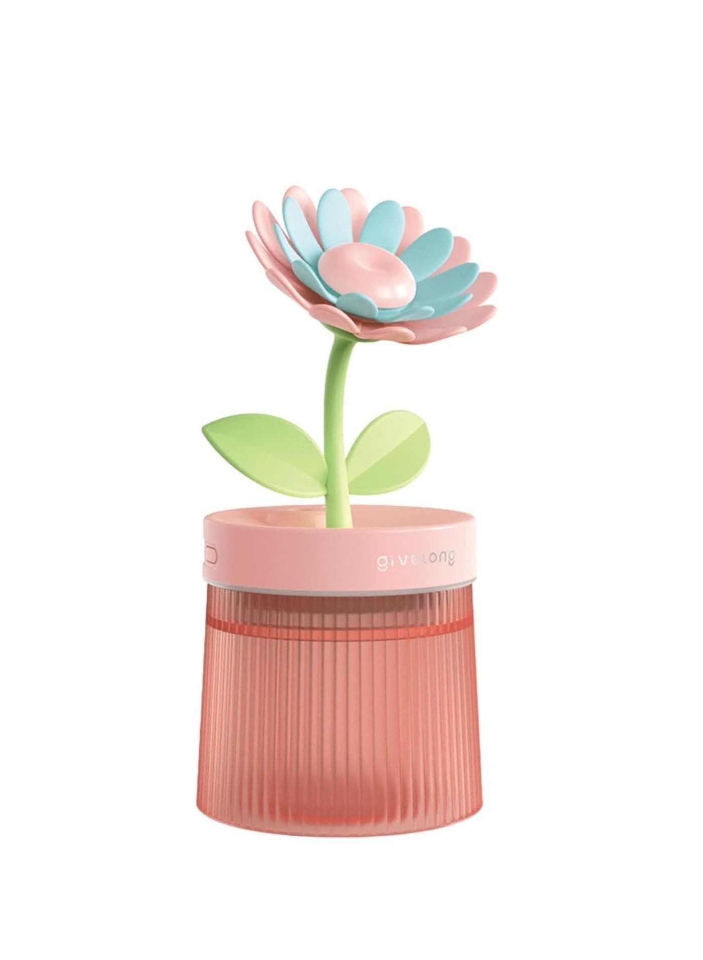 Cute Mini Humidifier for Bedroom, Auto Off Desktop Humidifier Small Size 260ml with Flowers, Cool Mist, 7 Color Night Light, Quiet, Portable Ultrasonic Humidifier Essential Oil Diffuser for Plants Office Travel (Pink Sunflower)