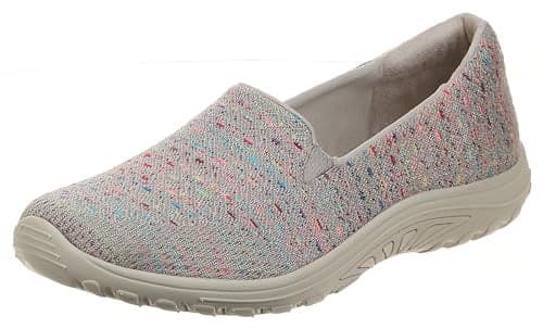 Skechers Women's Reggae Fest-Wicker-Engineered Knit Twin Gore Slip on (Willows) Loafer Flat, Taupe, 9