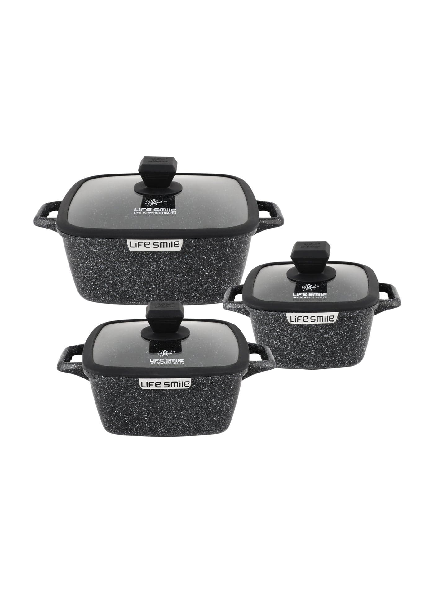 Life Smile Granite Nonstick Cookware Set with Lids – Induction Compatible Aluminum Pots, PFOA-Free, Scratch Resistant