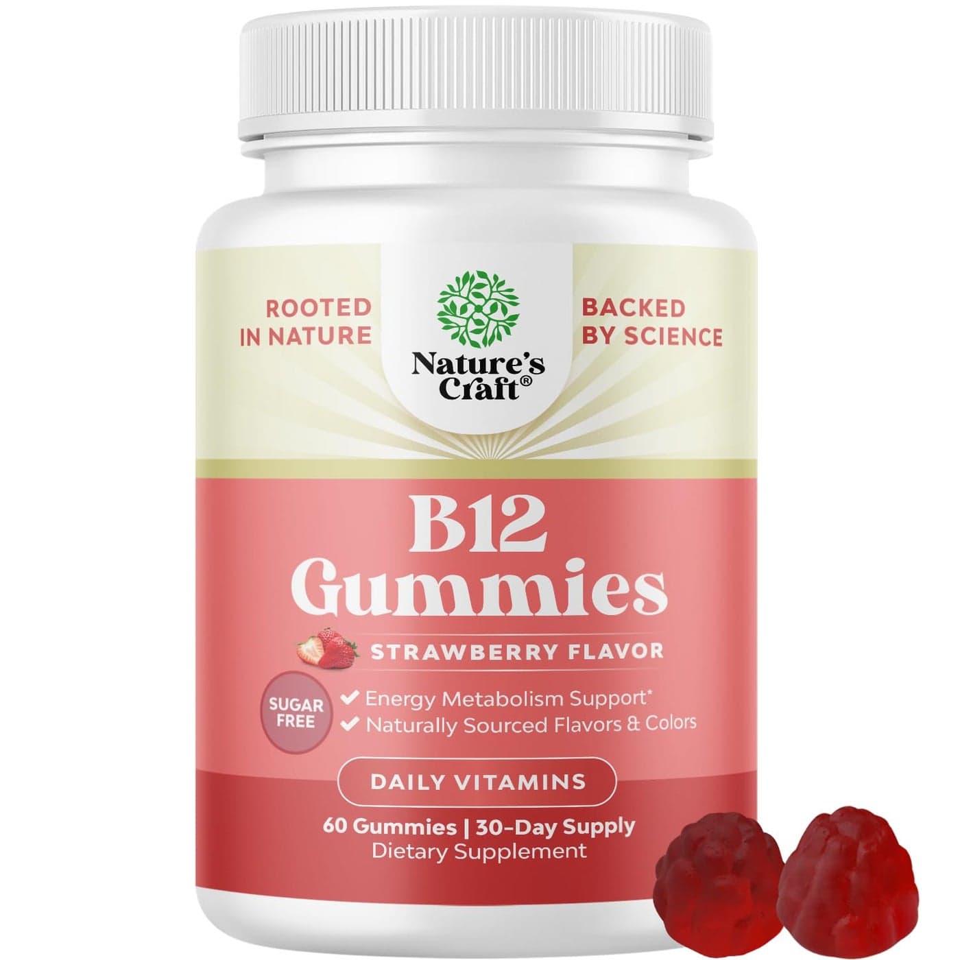 Vitamin B12 Gummies for Adults Sugar Free Vitamin B12 1000 mcg Chewable Gums for Energy Mood Support Immune Nerves Health Kosher NonGMO Gluten Free Supplement for Women Men 60 Count