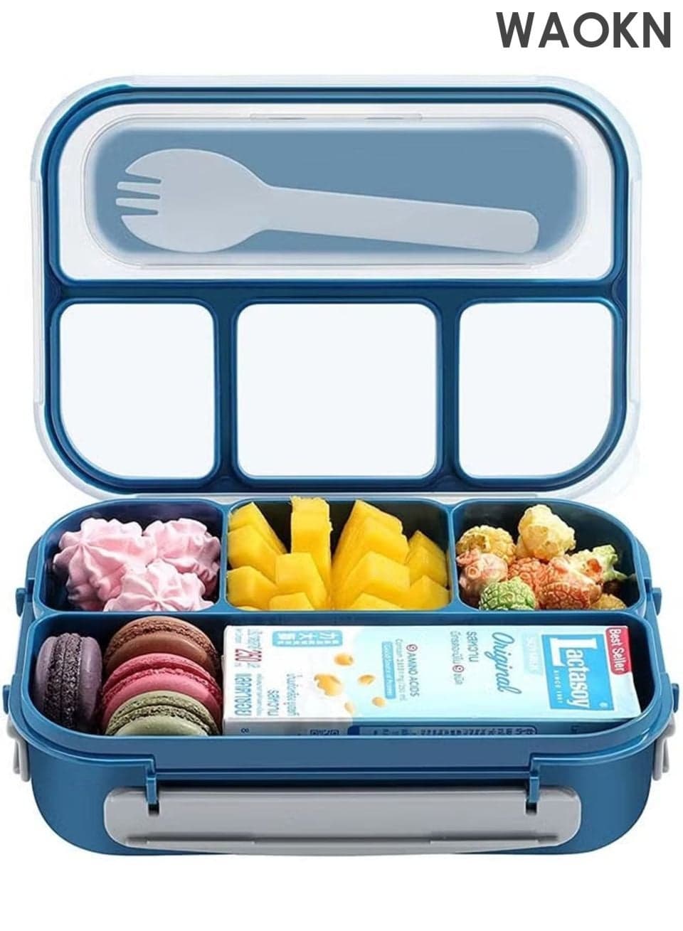 Lunch Box for Kids, 1000ML Kids Lunch Box with 4 Compartment, Lunch Box Food Containers for Kids Back to School, 100% Leak- Proof, Microwave/Dishwasher/Freezer Safe, BPA Free ,Large capacity lunch box,(Blue).