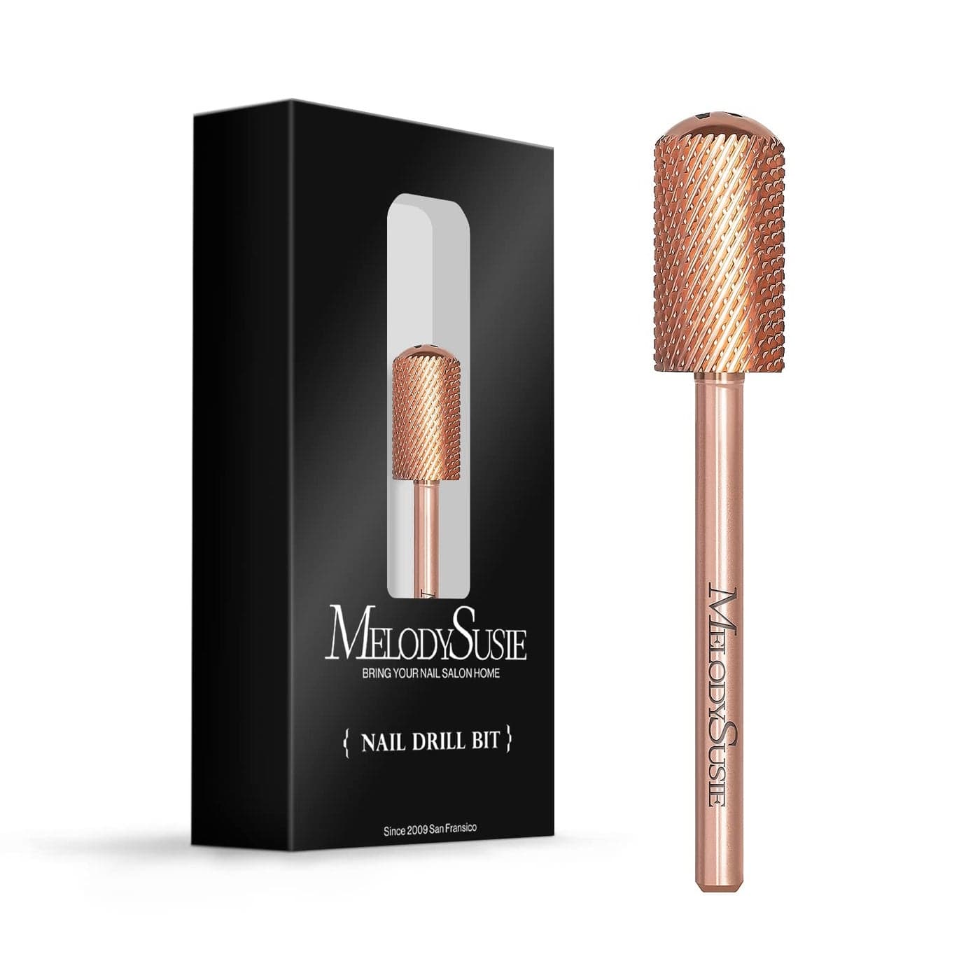MelodySusie Safety Nail Drill Bits 332 Smooth Round Top Large Barrel Carbide Bits Suitable for Manicure Pedicure Cuticle Gel Polishing Beginners Bits Rose Gold Series BitS Medium
