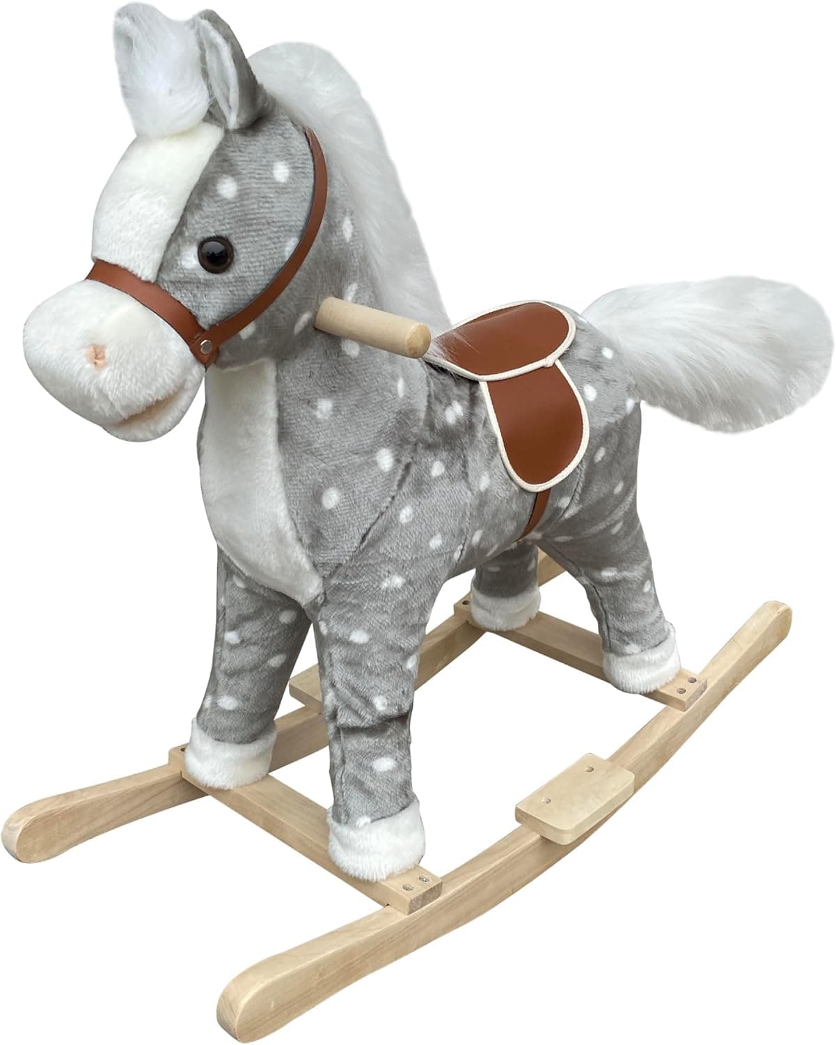 Lovely Baby LB 501 Kids Rocking Horse with Wooden Base and Music - Grey