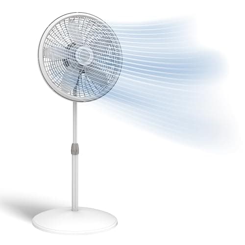 Lasko Oscillating Pedestal Fan Lasko Fan with Adjustable Height and 3 Cooling Speeds Portable 18 White 1820