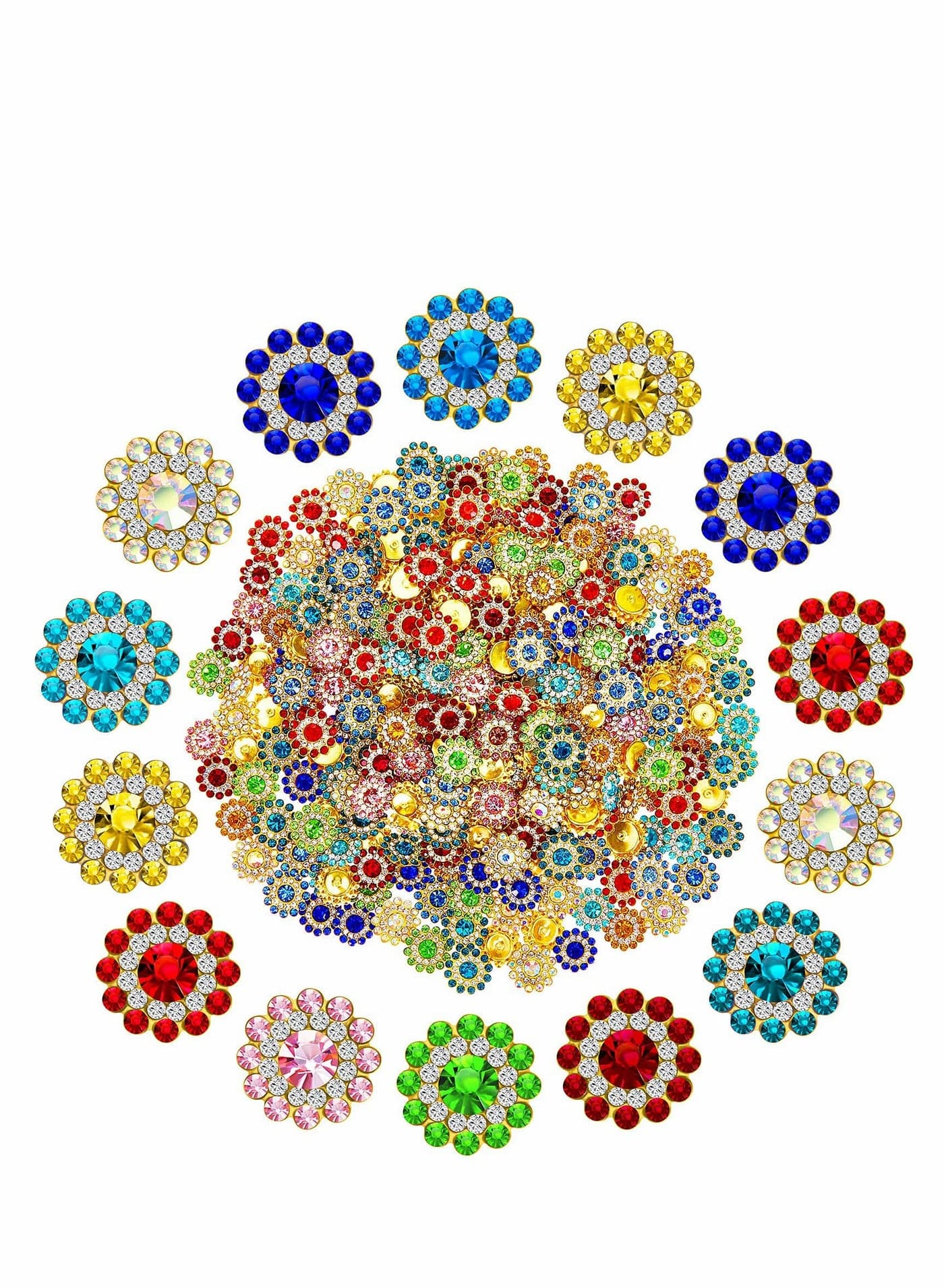 200 PCS 12mm Rhinestone Flower Embellishments - Crystal Glass Beads for DIY Jewelry Making & Crafts Decoration