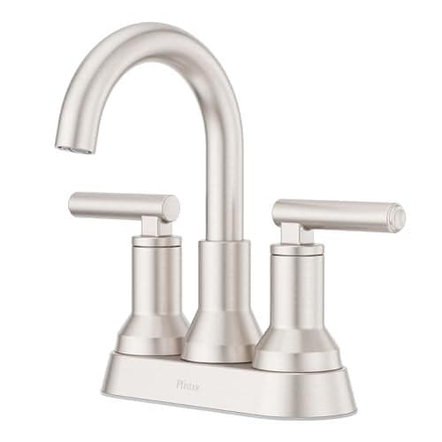 Pfister Capistrano Centerset Bathroom Sink Faucet 2Handle 3Hole Brushed Nickel with Push Seal Drain NSF Certified WaterEfficient TiteSeal Technology LF048CSOGS