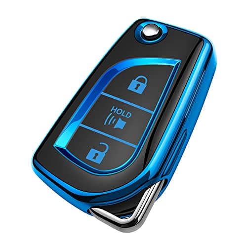 Tukellen for Toyota Key Fob Cover Special Soft TPU Key Case Key Shell Compatible with 20192025 RAV4 LECorolla SELE20182024 Camry SELE Flip Remote Key Shell Blue 3 Buttons