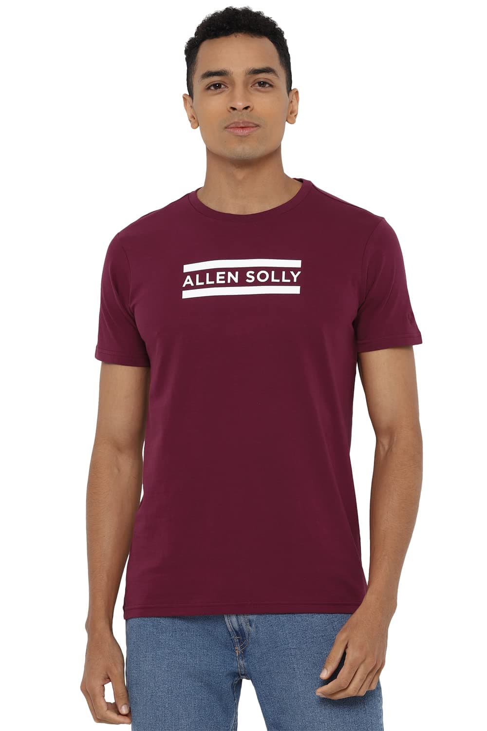 Allen Solly Men's Cotton Solid Regular Fit T-Shirt (ASKCQRGF575467_Magenta 2XL)