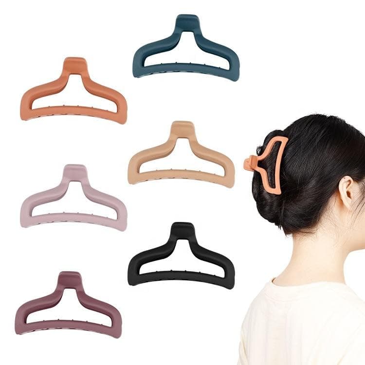 QUILBOOL Hair Claw Clips Strong Hold Rectangle Hair Clip Matte Solid Color Hair Jaw Clamp NonSlip Catch Hair Clips Jumbo Hair Styling Accessories for Women Girls Thick Hair 6 pc Multi