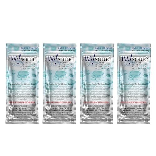 Ahh-Some - Hot Tub Cleaner & Purge Packet | Clean Pipes, Jet Line & Jets Gunk Build Up | Clear & Soften Water for Hot Tub, Jetted Tub, Swim Spa | Top Clarifier Up To 450 Gallons Of Water (Pack of 4)