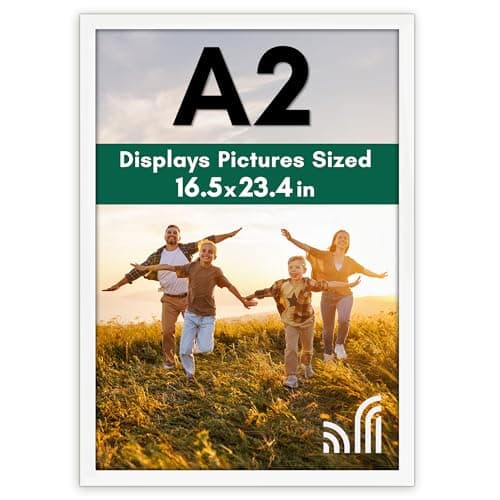 Americanflat A2 Picture Frame with Polished Plexiglass - 16.5x23.4 Frame with Engineered Wood - Signature Collection - A2 Frames for Wall Display - White