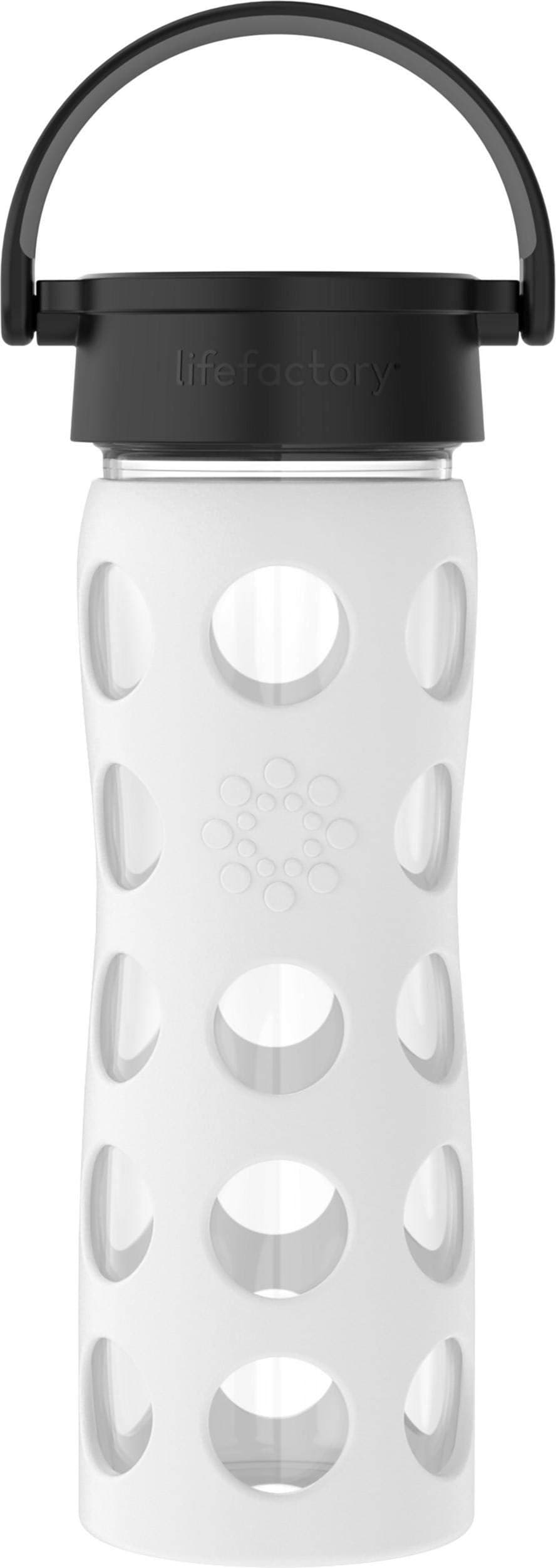 Lifefactory 16Ounce BPAFree Glass Water Bottle with Classic Cap and Protective Silicone Sleeve Optic White