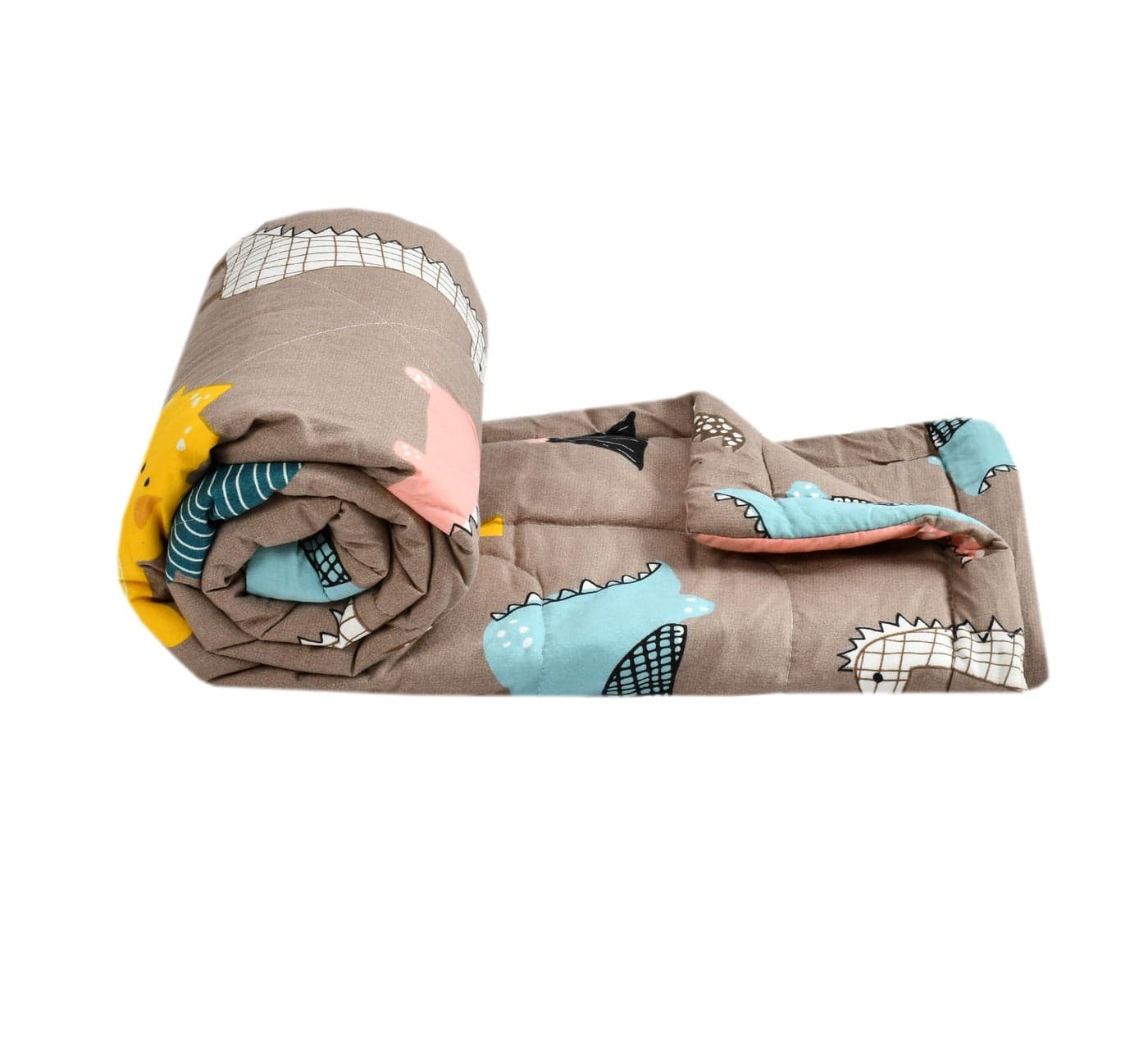 FRESH FROM LOOM Microfiber Summer Collection Double Bed Cartoon Printed Blankets for Kids,Dohar for Kid Boys & Girls,Soft Children Comforter,Summer Blankets(90x100 in,King Size,Dinosaur Beige)