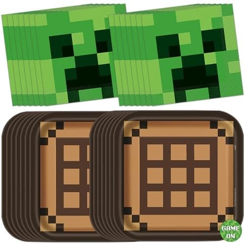 Unique Minecraft Birthday Decorations Minecraft Plates and Napkins Party Decorations Serves 16 Guests Officially Licensed