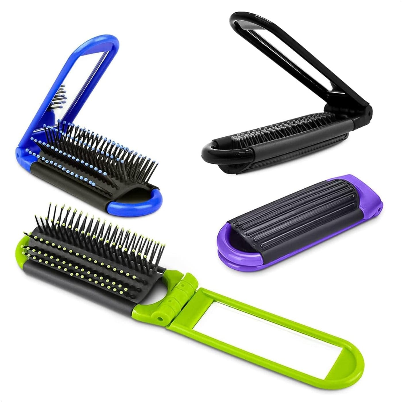 4 Pcs Travel Hair Brush 425x149 Folding Hair Brush with Mirror and Flexible Nylon Bristles Lightweight Travel Comb for Women 4 Colors Pack Foldable Hairbrush for Styling on the Go