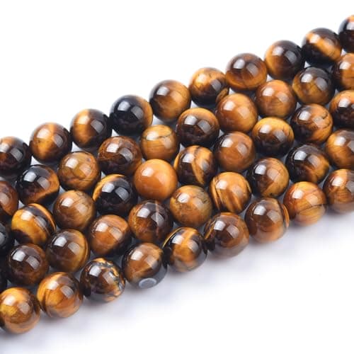10mm Natural Yellow Tiger Eye Beads Round Gemstone Loose Beads for Jewelry Making 38pcsStrand
