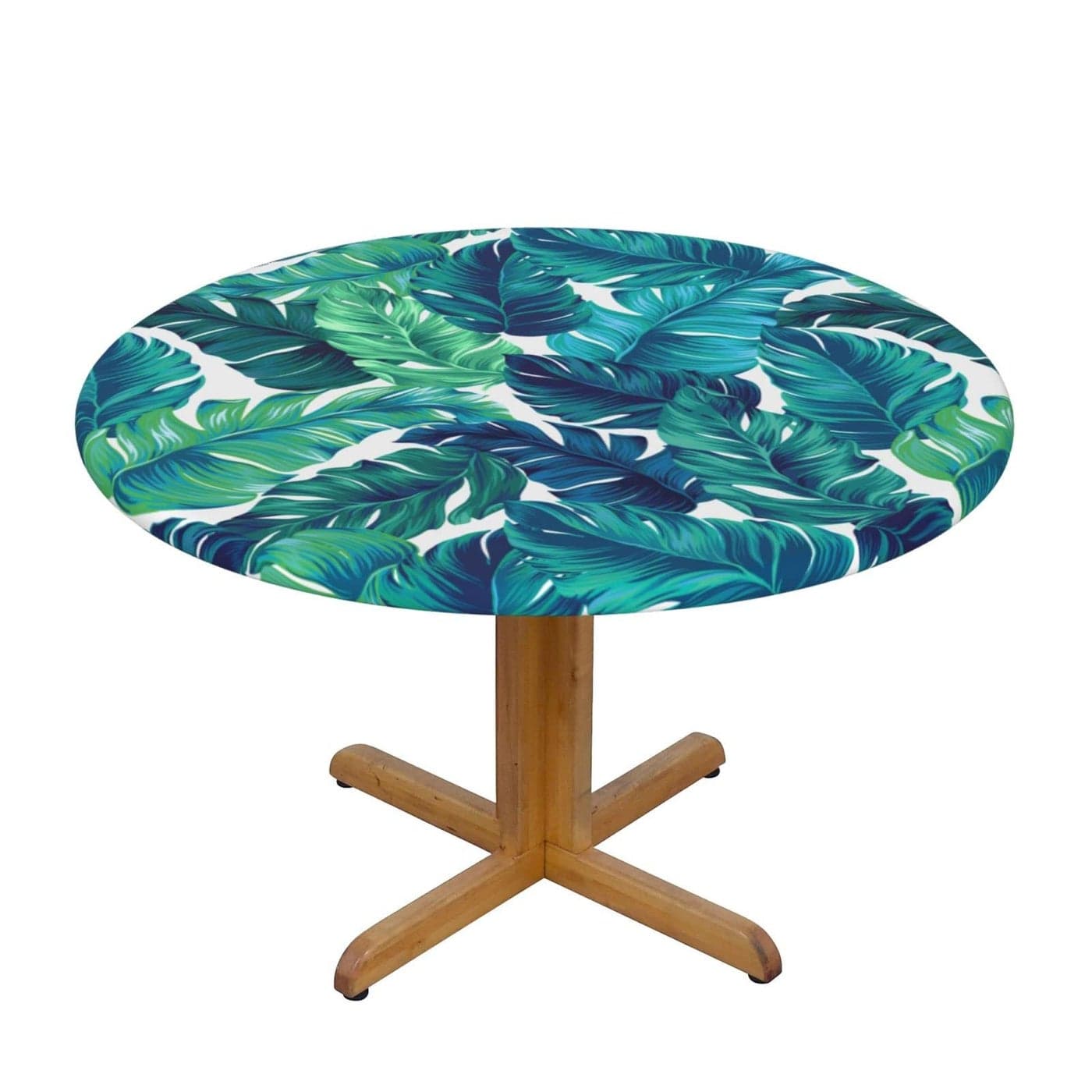 KUOAICY Tropical Palm Leaves Tablecloth Round Elastic Fitted Table Cover for Kitchen Dining Party Inddor Outdoor 4550 inch