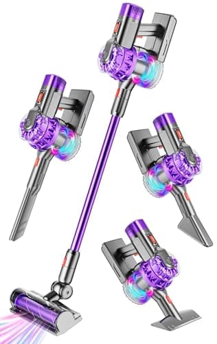 BLAXTEM 4in1 Kids Toy Vacuum That Works Toddler Pretend Play Cleaning Set with Real Suction Toys Working Cleaner Birthday Idea for 3 4 5 6 7 Year Girl Boy Purple