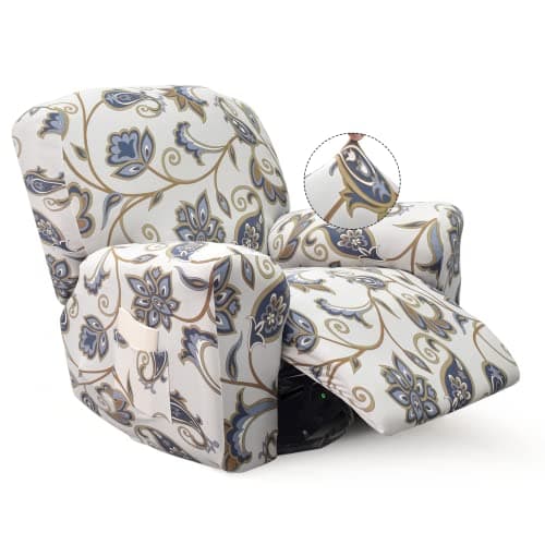 Iauddy Recliner Slipcover-Stretch Soft Slip Reclining Chair Slipcovers 4 -Pieces Furniture Protector for Recliner with Pocket Fitted Sofa Couch Cover Lazy Boy Chair Cover