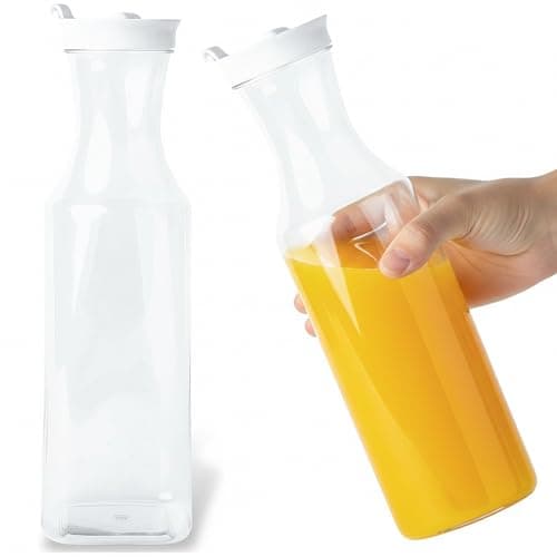 Blue Sky Square Clear Plastic Pitcher 54oz with White Lid - 1 Count | Elegant Serveware Perfect for Parties, Picnics and Gatherings