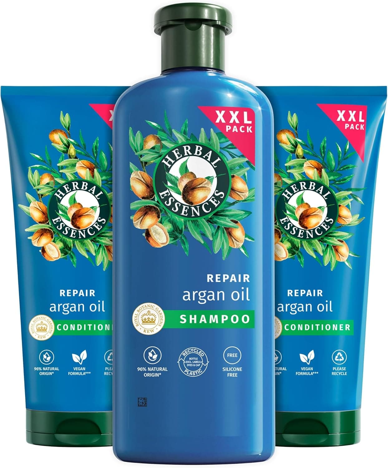 Herbal Essences Argan Oil Shampoo and Conditioner Set for Dry Curly or Wavy Hair Helps to hydrate soften and smooth For all hair types including Curls Waves 680ml Shampoo 2x350ml Conditioner
