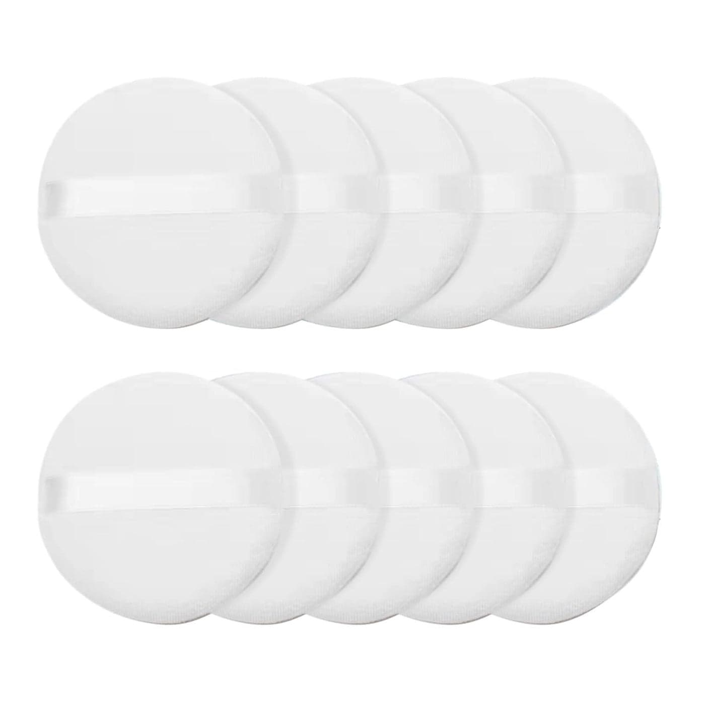 10 Pcs Powder Puff for Powder Foundation Body Powder and Loose Powder 315 Inch Soft Cotton Smooth Apply Facial and Body Powder Puff with Ribbon Band Handle White