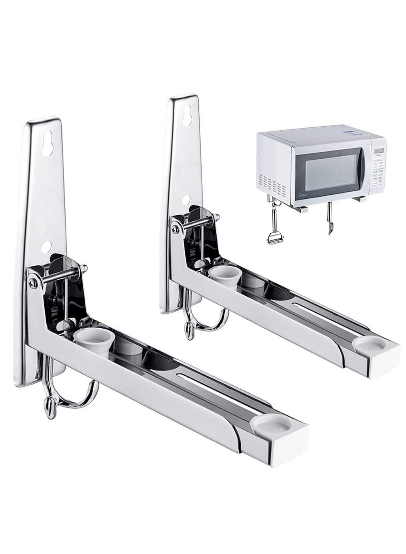 Microwave Shelf, Universal 304 Stainless Steel Oven Wall Mount Bracket Shelf Stretch Rack for Microwave Kitchen