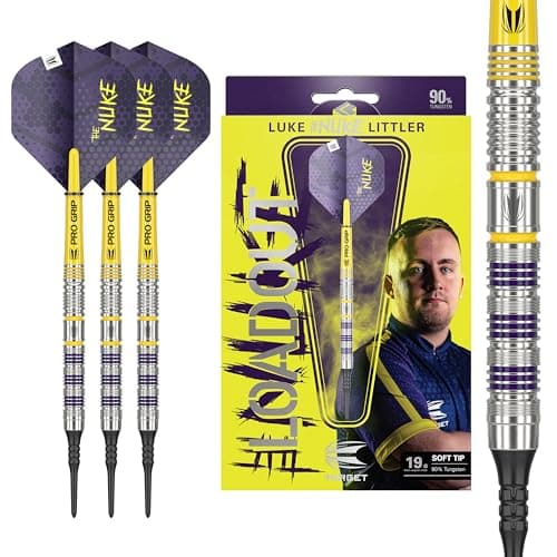 Target Darts Luke Littler Loadout Soft Tip Darts 90 Tungsten Dart 19G Pixel Tip Dart Set Player Edition Soft Tip Electronic Darts Set with Pro Grip Shafts No2 Flights
