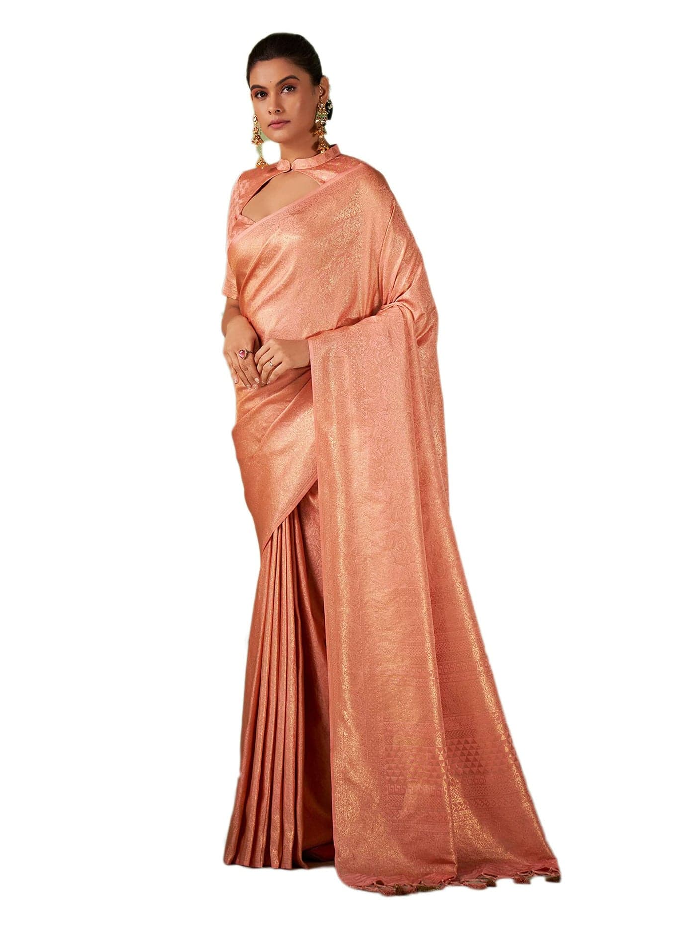 Vardha Women's Kanjivaram Art Silk Saree, Zari Woven, Gold, Unstitched Blouse - Pink Sari Asya Vol.4, 560