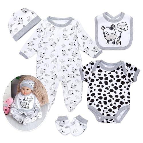 Reborn Baby Doll Clothes for 1722 Inch Reborn Dolls Baby Clothing Cute Cow 5pcs Clothes Accessories