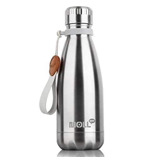 Mollcity Small Water Bottle-12 oz Stainless Steel Vacuum Insulated Water Bottle for Back to School-Reusable Metal Water Bottle for Kids, BPA Free (Silver)