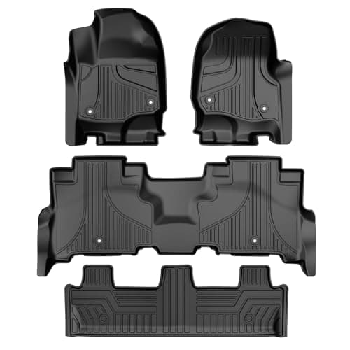 Floor Mats for 2018-2025 Ford Expedition/Expedition Max/Expedition Limited, with 2nd Row Bench Seat, All Weather Protection Mat Includes 1st and 2nd 3rd Row Liner Black